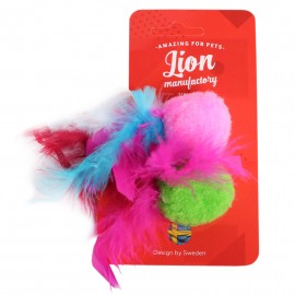 Игрушка для кошки Lion Мячик плюшс перышками LMG-K0006-B 4 см 2 штуки в упаковке