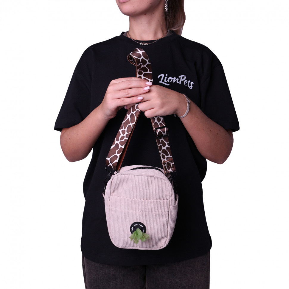 Сумка вельветовая LionPets LPS-1810-3 Цвет: Молочный