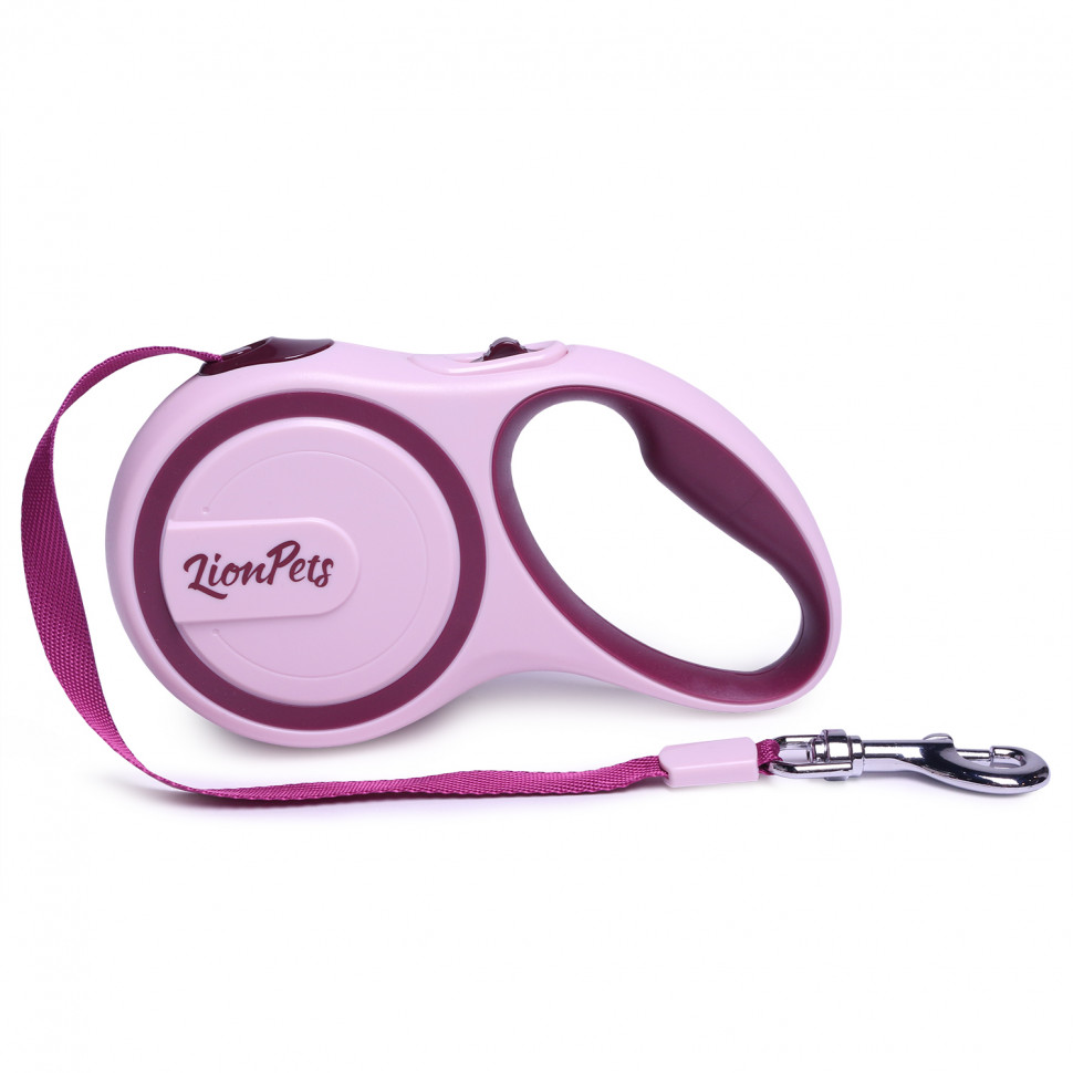 Поводок-рулетка LionPets (Розово-бордовый) PR8805-9