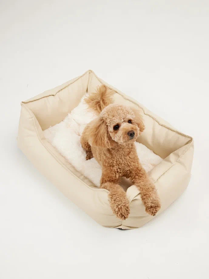 Лежанка LionPets для животных БРАУНИ PR2604 Эко-кожа Цвет: Молочный