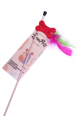 Дразнилка-удочка для кошек Lion "Фетрики с перьями" 45 см, LMG-102